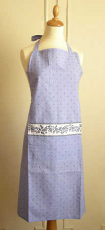 French Apron, Provence fabric (Calissons flowers. lavender blue)